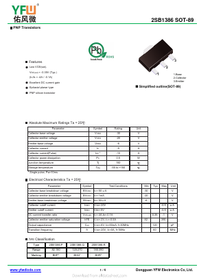 2SB1386-P Datasheet PDF DONGGUAN YOU FENG WEI ELECTRONICS CO., LTD