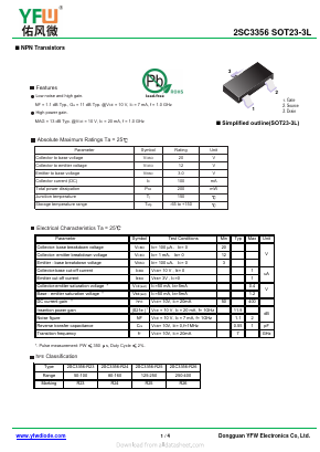 2SC3356 Datasheet PDF DONGGUAN YOU FENG WEI ELECTRONICS CO., LTD