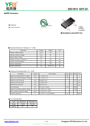 2SC1815-H Datasheet PDF DONGGUAN YOU FENG WEI ELECTRONICS CO., LTD
