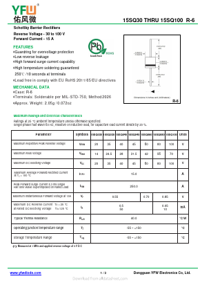 15SQ040 Datasheet PDF DONGGUAN YOU FENG WEI ELECTRONICS CO., LTD