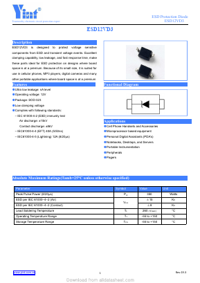 ESD12VD3 Datasheet PDF Shanghai Yint Electronic Co., Ltd.