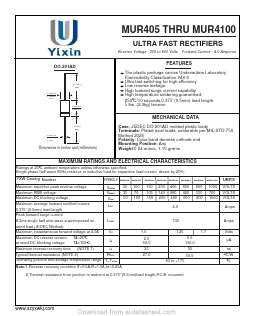 MUR405 Datasheet PDF Shenzhen Yixinwei Technology Co., Ltd.
