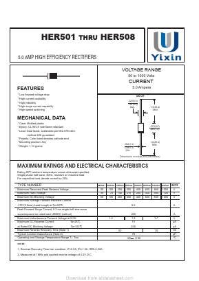 HER501 Datasheet PDF Shenzhen Yixinwei Technology Co., Ltd.