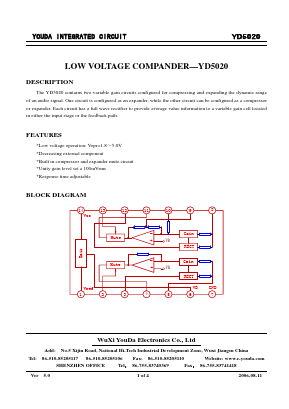 YD5020 Datasheet PDF Wuxi Youda electronics Co.,LTD