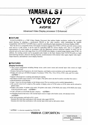 YGV627 Datasheet PDF Yamaha Corporation