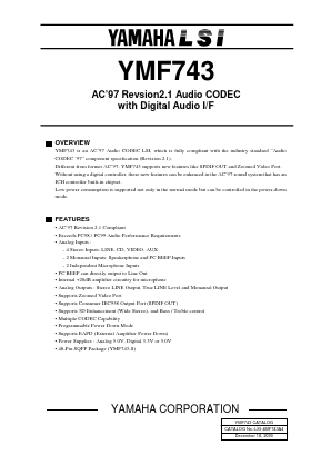 YMF743 Datasheet PDF Yamaha Corporation