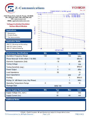 V131MC01 Datasheet PDF Z-Communications, Inc