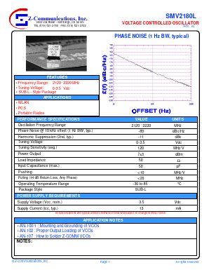 SMV2180L Datasheet PDF Z-Communications, Inc