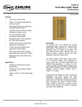 PX6419 Datasheet PDF Zarlink Semiconductor Inc