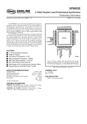 SP8852E Datasheet PDF Zarlink Semiconductor Inc