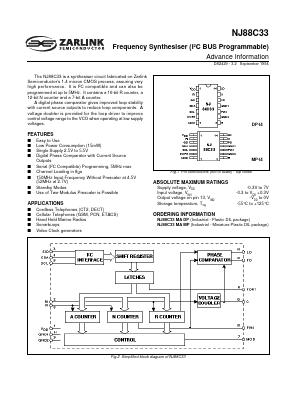 NJ88C33 Datasheet PDF Zarlink Semiconductor Inc