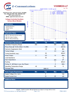 V330ME04-LF Datasheet PDF Z-Communications, Inc