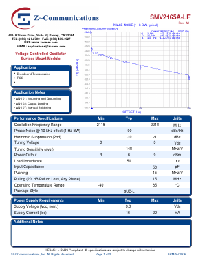 SMV2165A-LF Datasheet PDF Z-Communications, Inc