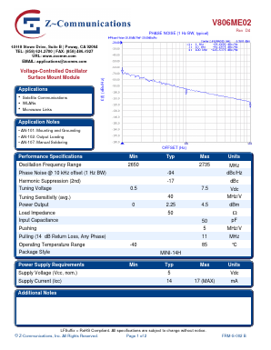 V806ME02_10 Datasheet PDF Z-Communications, Inc