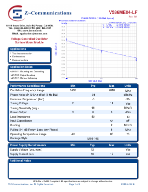 V586ME04-LF Datasheet PDF Z-Communications, Inc
