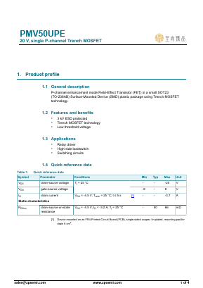 PMV50UPE Datasheet PDF ZP Semiconductor