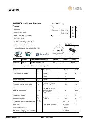 BSS205N Datasheet PDF ZP Semiconductor