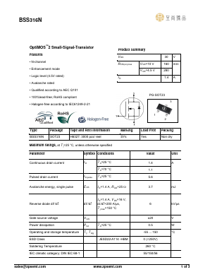 BSS316N Datasheet PDF ZP Semiconductor