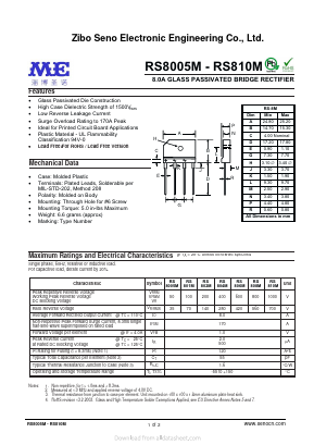 RS804M Datasheet PDF Zibo Seno Electronic Engineering Co.,Ltd