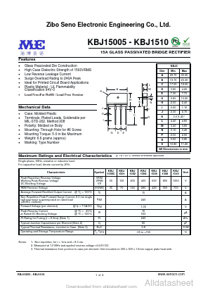 KBJ15005 Datasheet PDF Zibo Seno Electronic Engineering Co.,Ltd