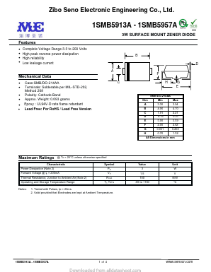 1SMB5952A Datasheet PDF Zibo Seno Electronic Engineering Co.,Ltd