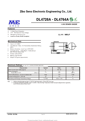 DL4728A Datasheet PDF Zibo Seno Electronic Engineering Co.,Ltd