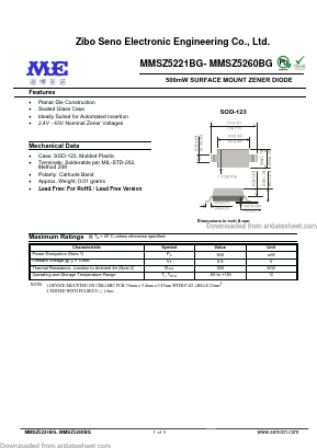 MMSZ5221BG Datasheet PDF Zibo Seno Electronic Engineering Co.,Ltd