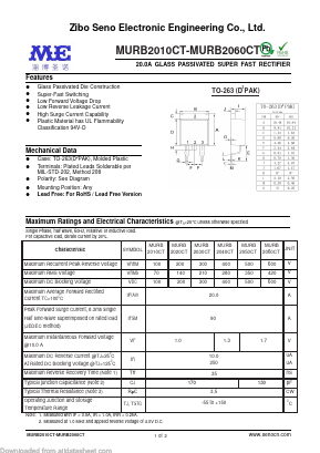 MURB2020CT Datasheet PDF Zibo Seno Electronic Engineering Co.,Ltd