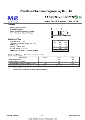 LL5227B Datasheet PDF Zibo Seno Electronic Engineering Co.,Ltd