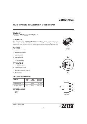 ZXMN4A06G Datasheet PDF Zetex => Diodes