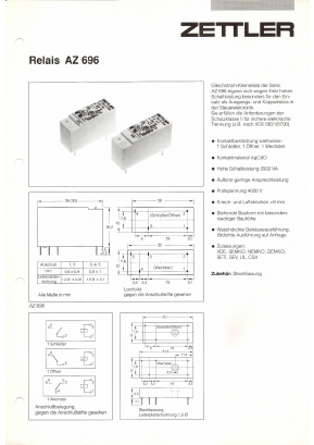 AZ696-1AB-6DE Datasheet PDF Zettler Electronics