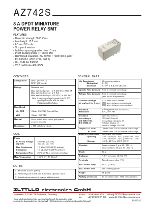 AZ742S Datasheet PDF Zettler Electronics