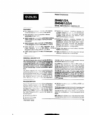 Z84C4010PSC Datasheet PDF Zilog