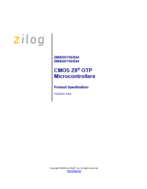 Z86E3316SEC Datasheet PDF Zilog
