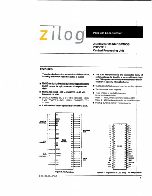Z84C0010PEG Datasheet PDF Zilog