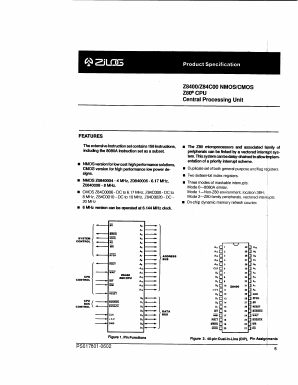 Z84C0006 Datasheet PDF Zilog