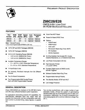 Z86E28 Datasheet PDF Zilog