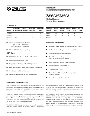 Z8937316VSC Datasheet PDF Zilog